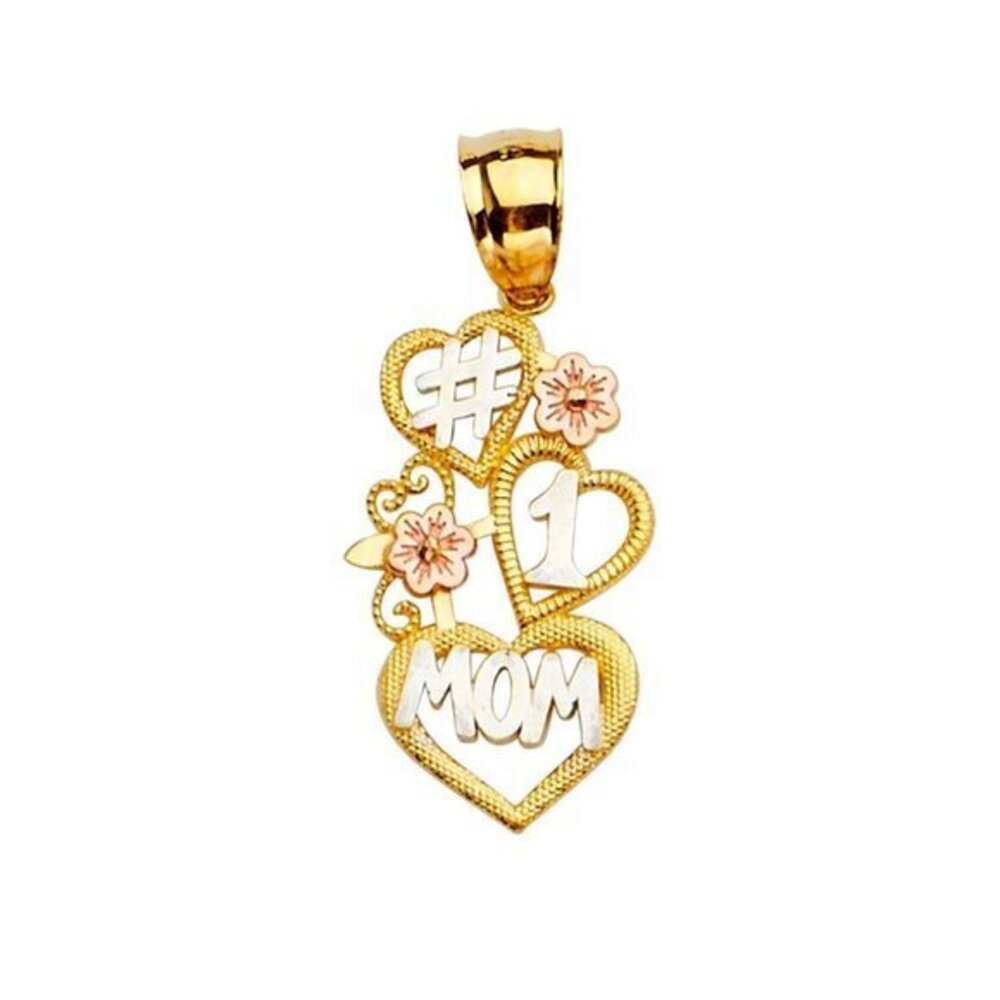#1MOM PENDANT 14k Solid Gold mom pendant